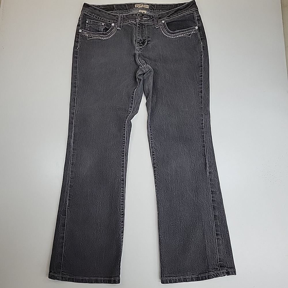 Earl Jean Women's Size 10 Bootcut Jeans – Embroidered Back‎ Pocket, Rhinestones